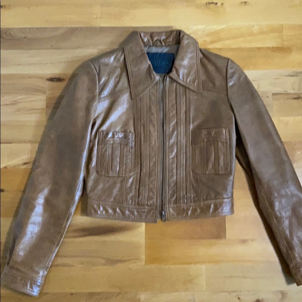 Vintage Guess Tan Leather Jacket